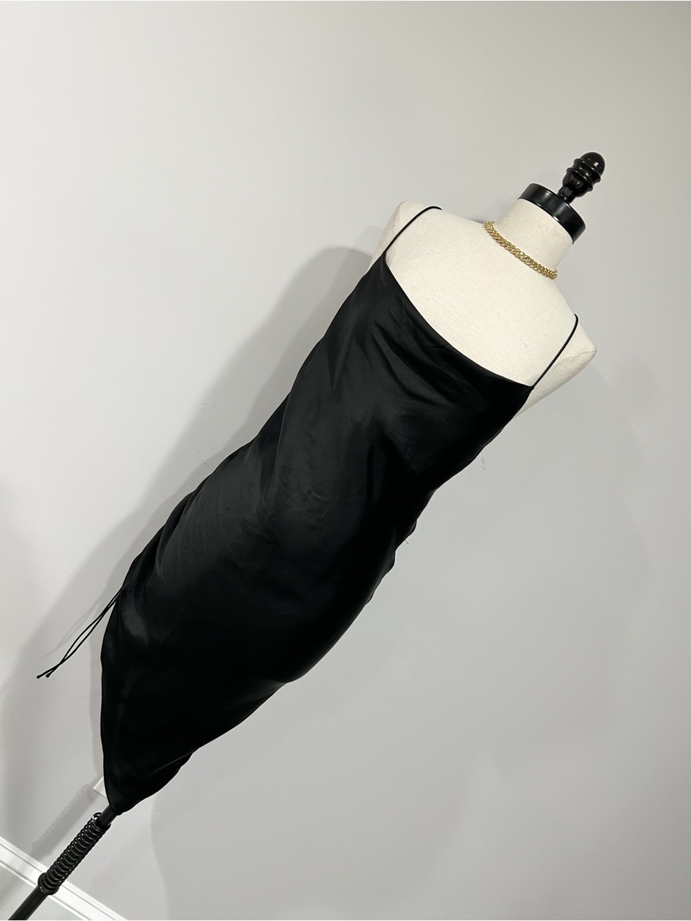 Zara Black Slip Midi Dress with Spaghetti Straps